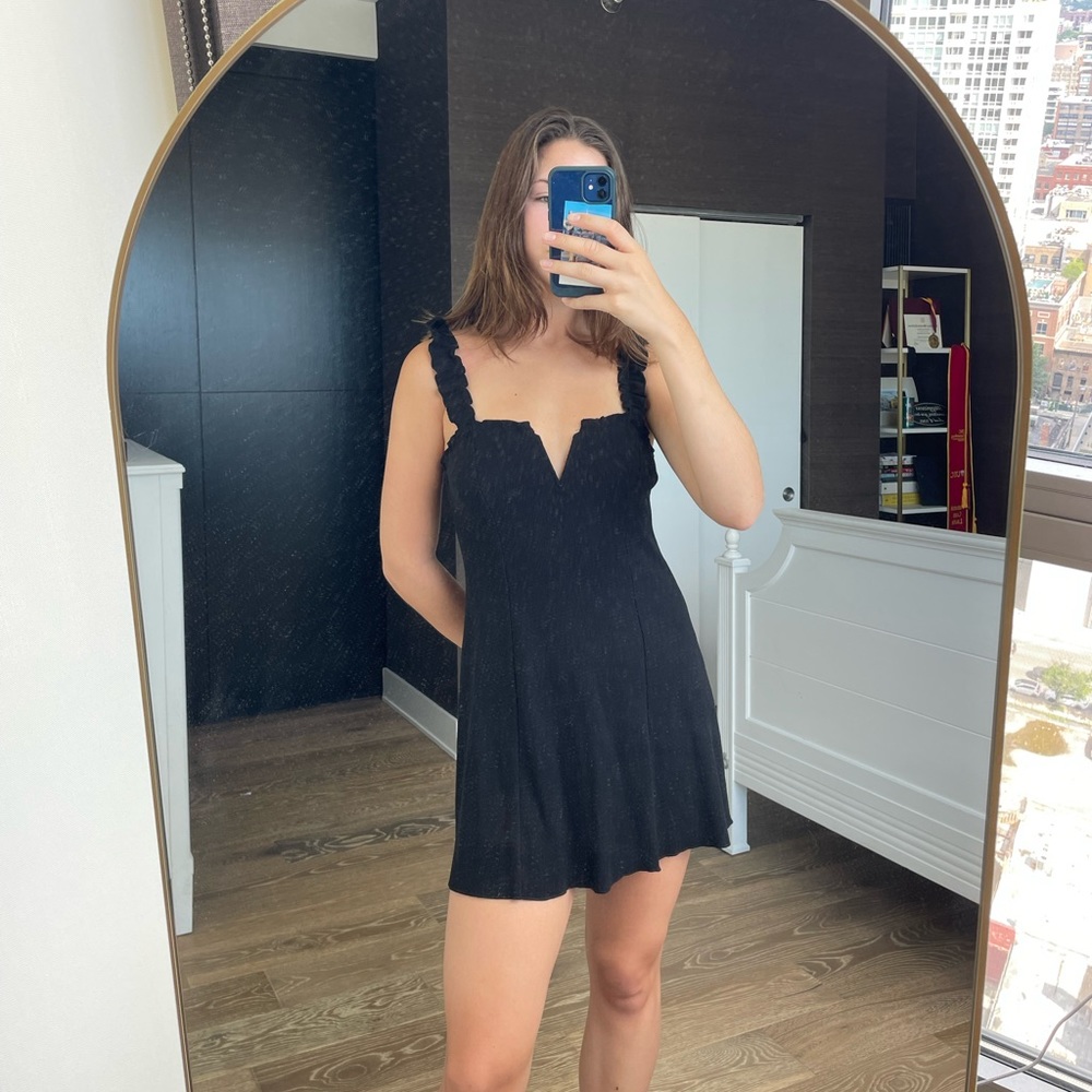 Free People Girl Crush Black Mini Slip Dress - Picture 2 of 6